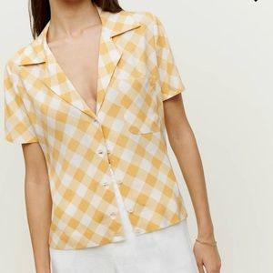 Reformation Cuba Top in Yellow Check